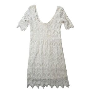 Urban Outfitters Pins & Needles White Lace Overlay Dress Scoop‎ Neck Small